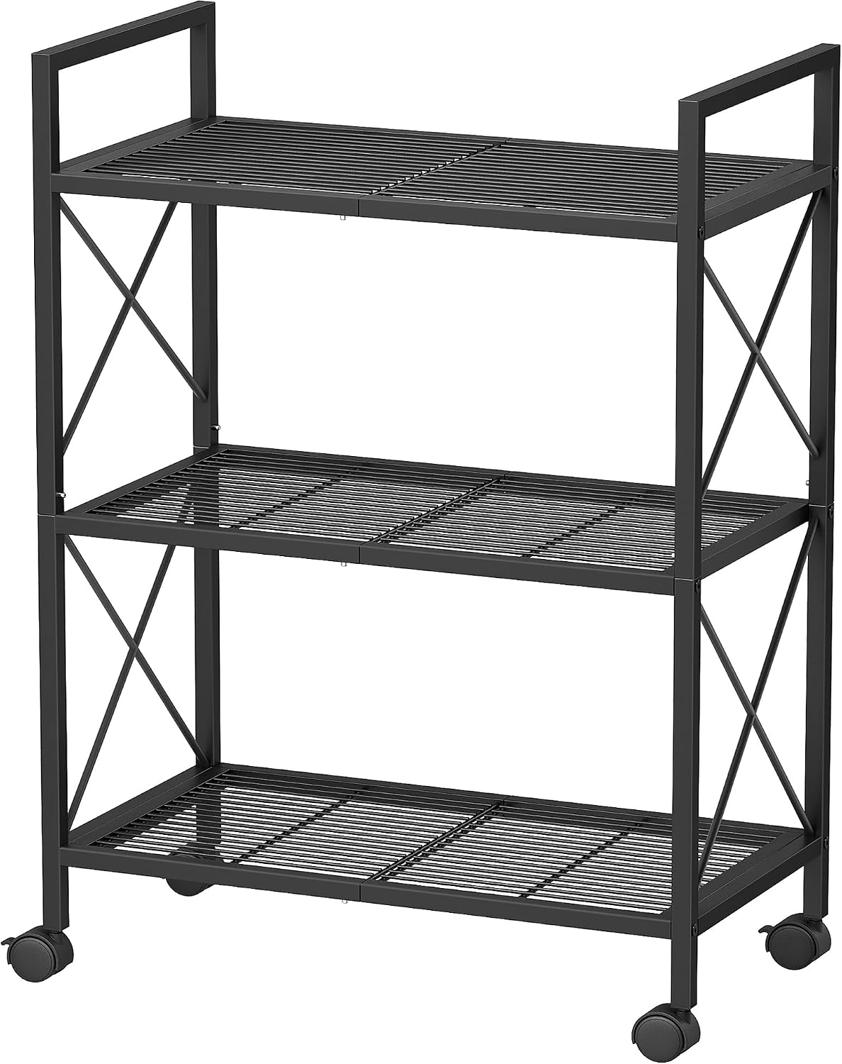 Estante metal 3 niveles con ruedas 23.6" estilo industrial
