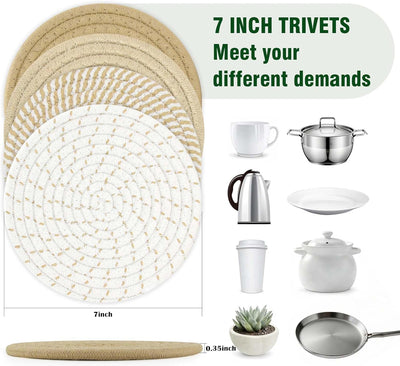 Salvamanteles 7pulg para platos calientes set 4 antimanchas