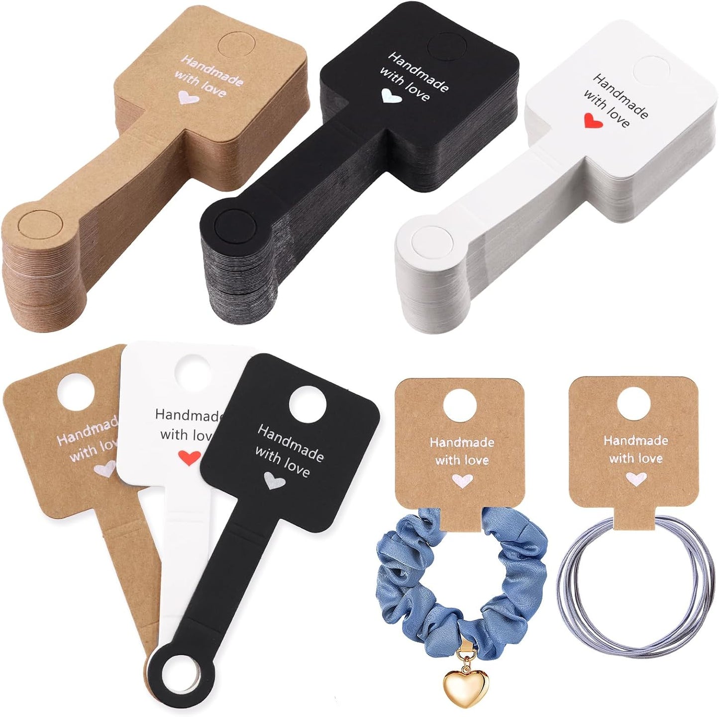 150 Tarjetas Autoadhesivas 2x4" Negro Blanco Kraft 3 Estilos