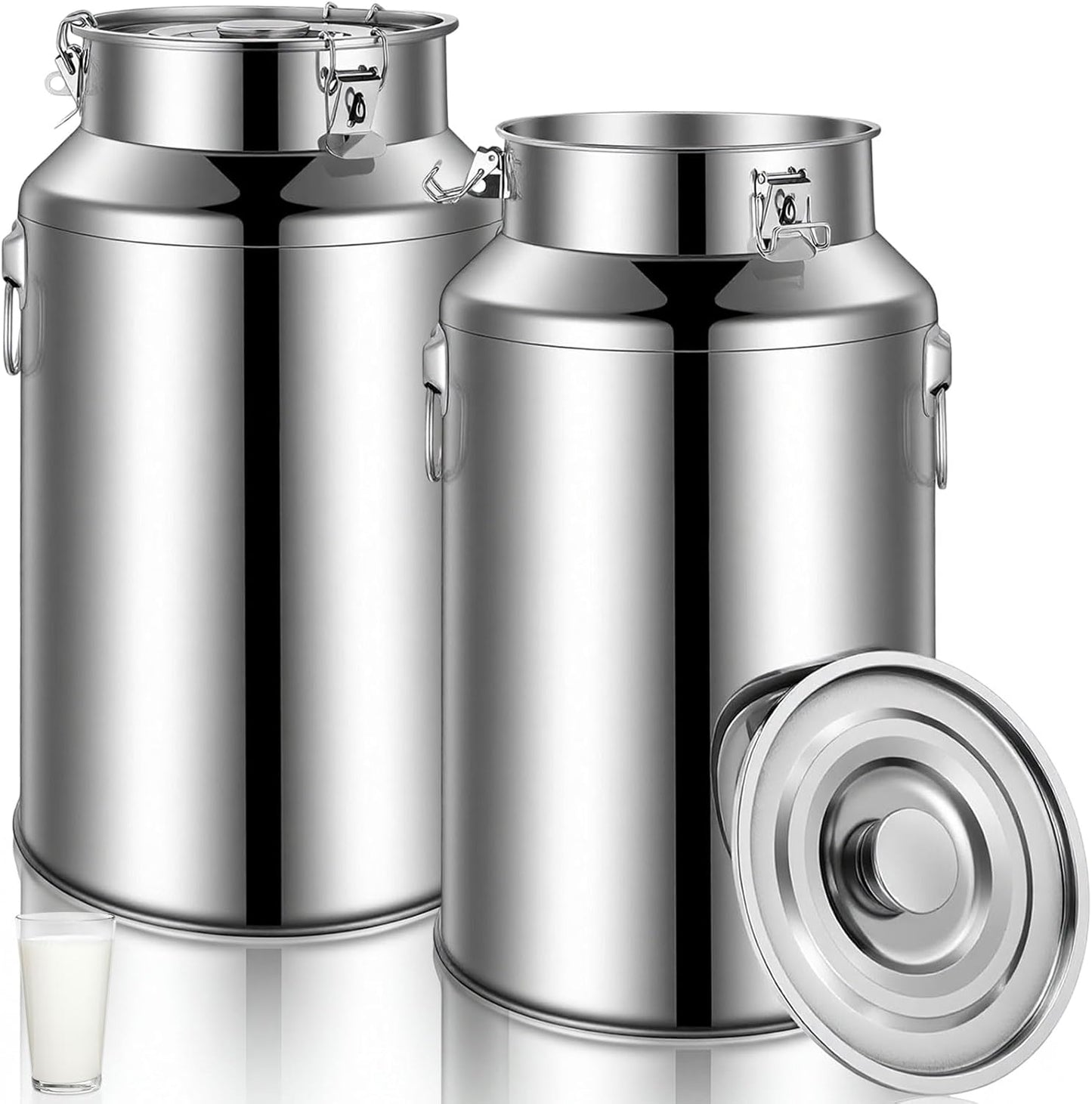 2 Latas Acero Inox 9.25gal Dispensador Metal Tapa Sellada