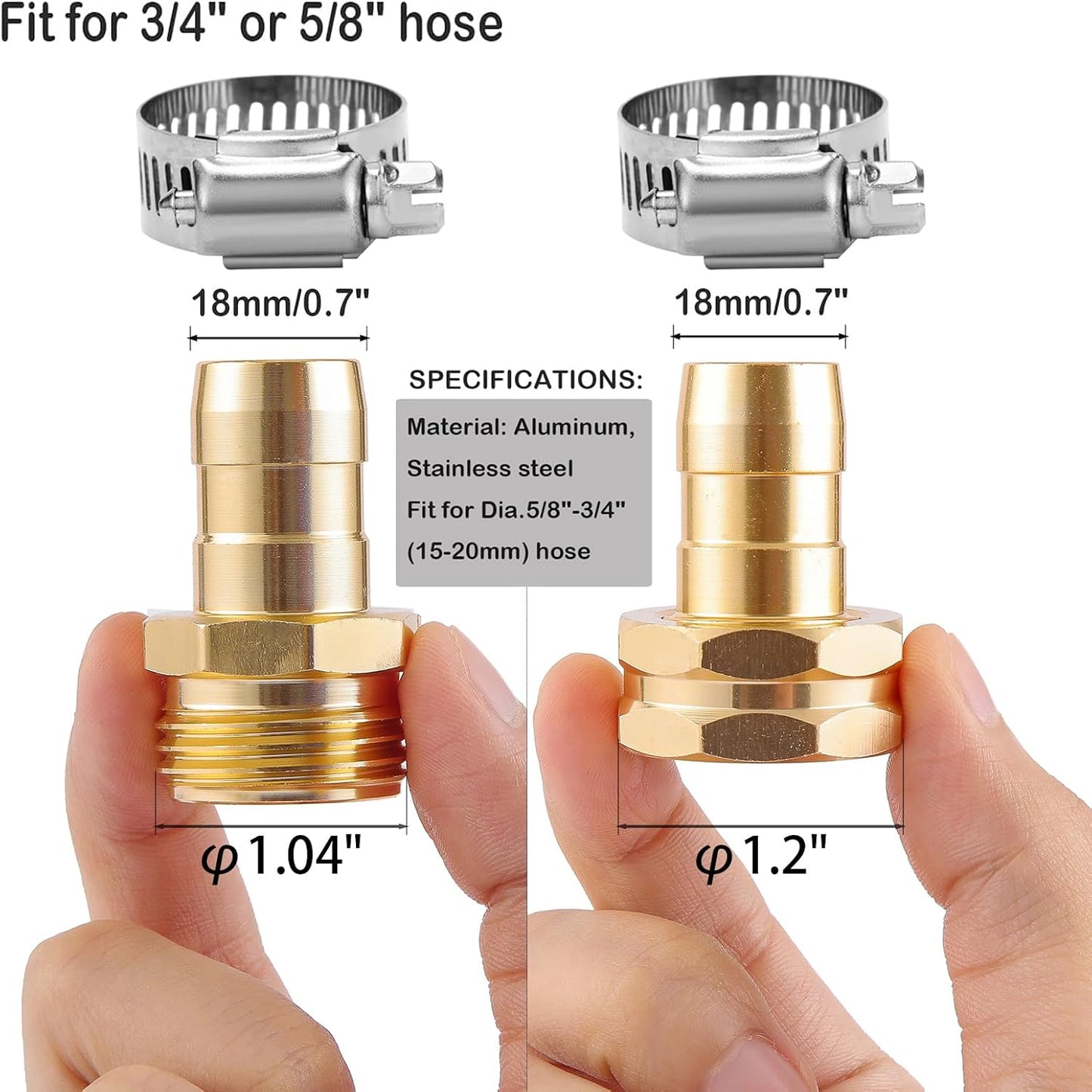 Conector manguera jardín 3/4 y 5/8 pulg 2 juegos