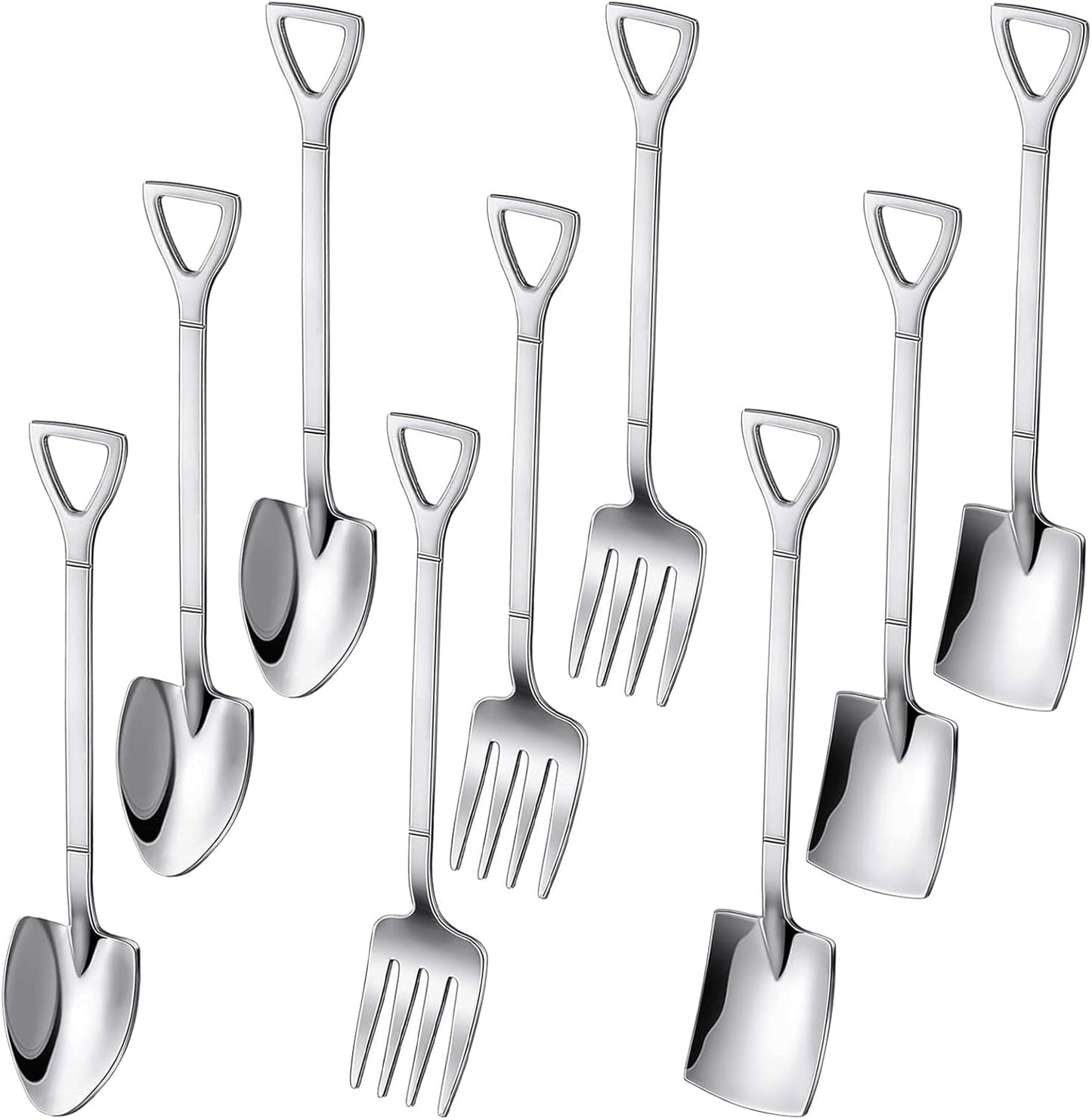 9 Cucharas Acero Inox para Postres Mini Palas Plateadas 4.8pulg