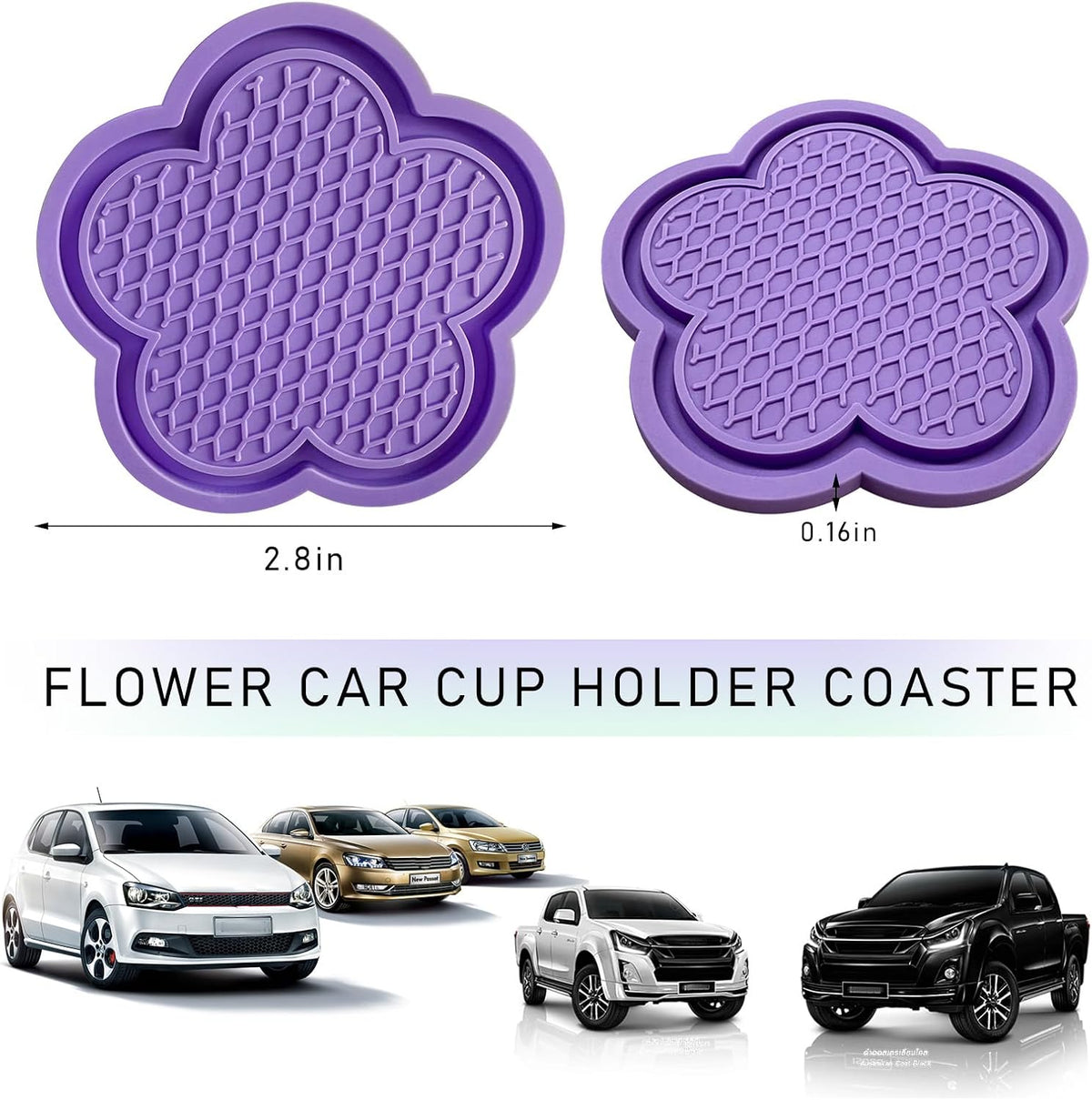 4 Pzas Posavasos Coche Flor PVC Antideslizante