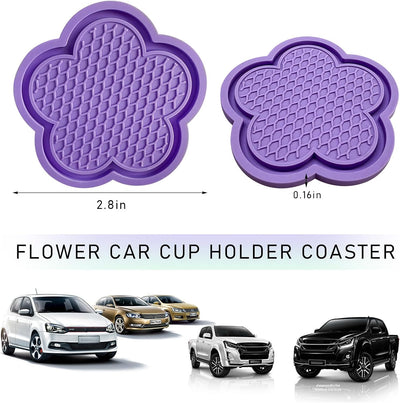 4 Pzas Posavasos Coche Flor PVC Antideslizante