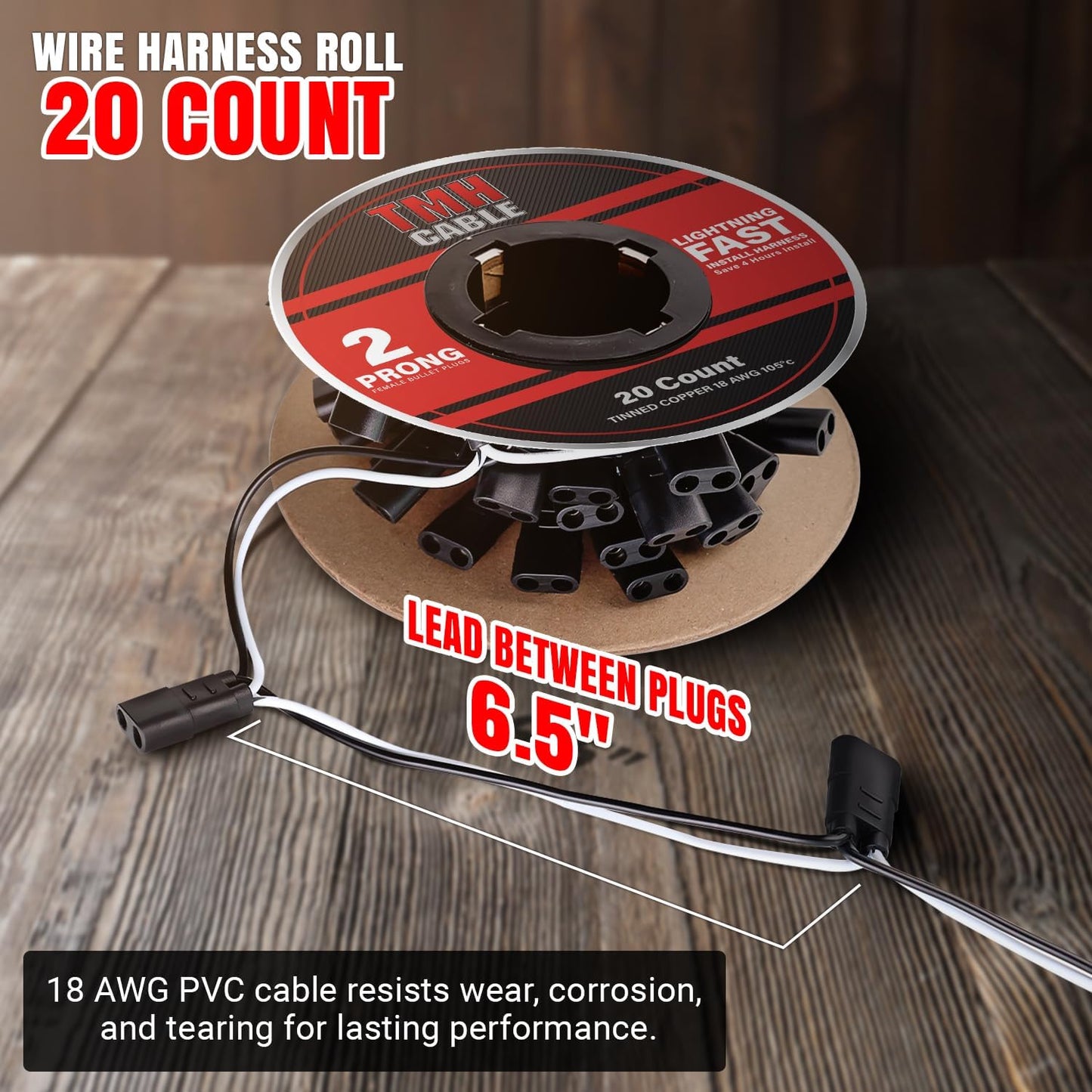 20 Conectores Alambre Doble Hembra 6.5" Luces LED