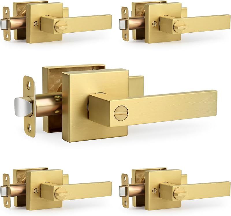 Manijas privacidad doradas para baño y armario pack 5