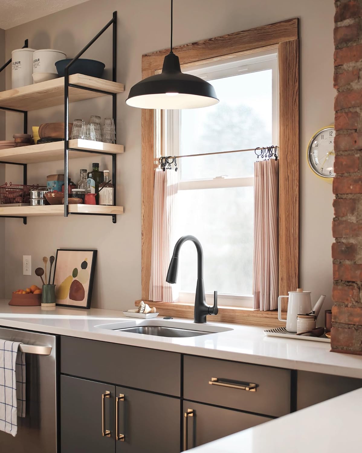 Grifo cocina Haelyn una manija negro con luz LED y