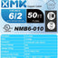 Cable NM-B 6/2 con tierra 50 ft cobre trenzado interior