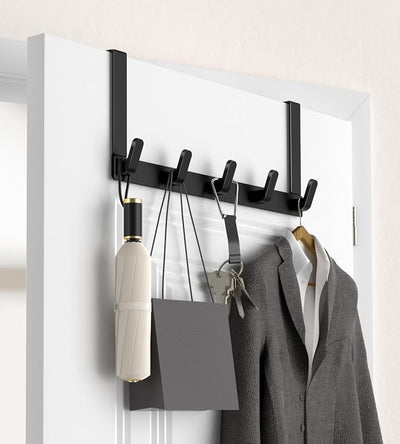 Ganchos puerta brazos extendidos para toallero baño negro