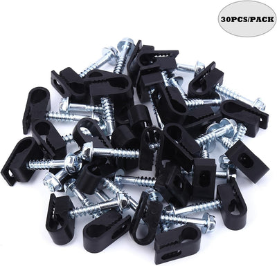 Clips cable 1/4 pulg para coaxial Ethernet eléctrico todo clima