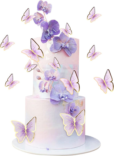30 Pzas Topper Cupcake 3D Dorado Morado Animado