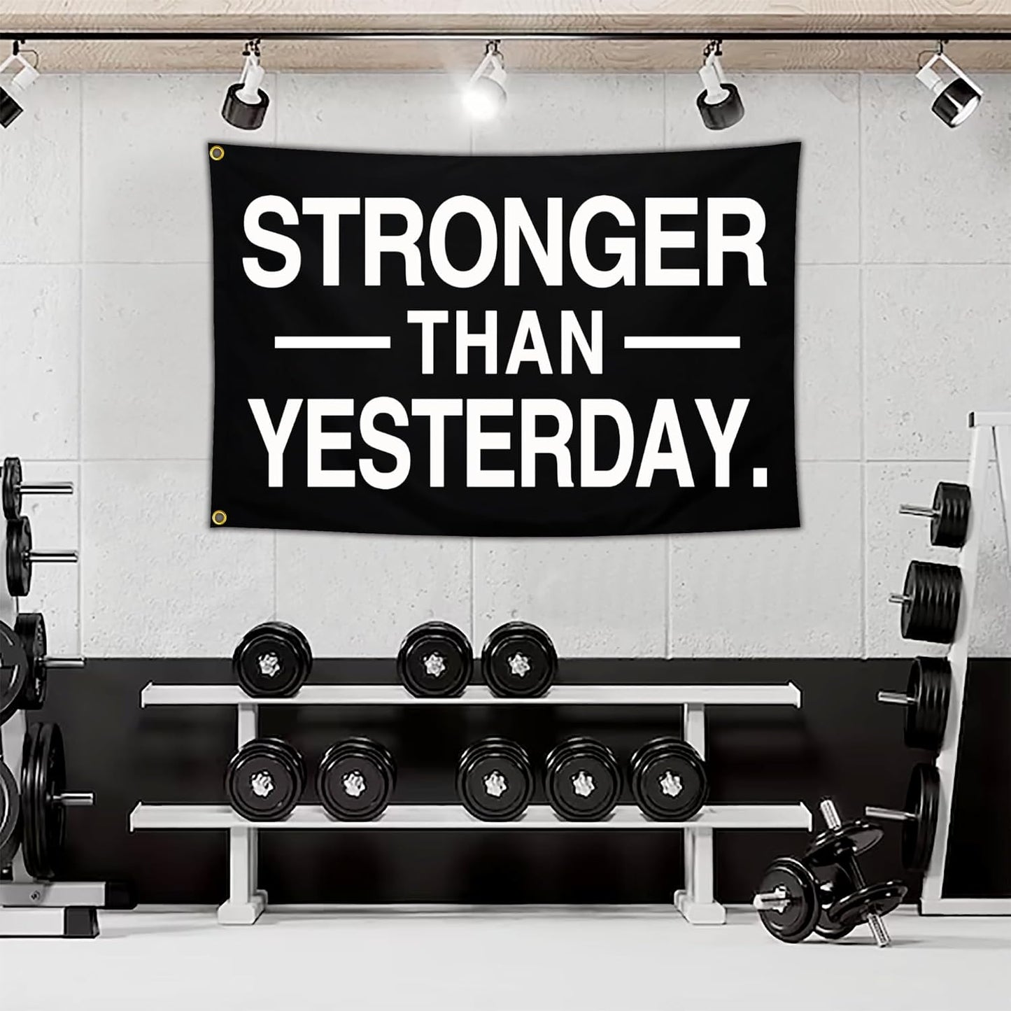 Bandera motivacional disciplina Stronger Than Yesterday