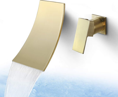 Grifo baño pared una manija cascada oro cepillado