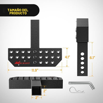 Escalón enganche parachoques 11.9pulg antiderrap negro