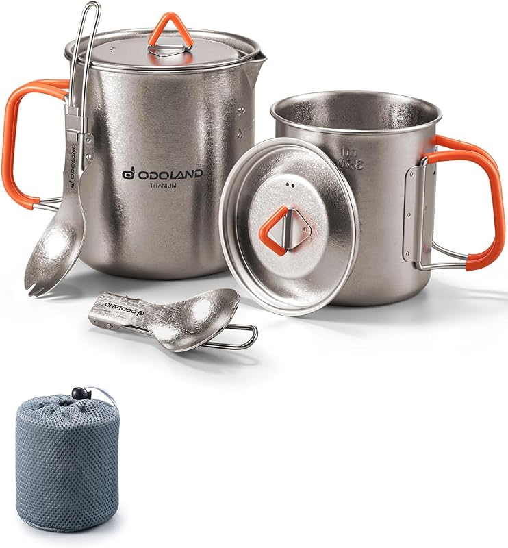 Olla Titanio Camping 14.2oz con Tapa y Tenedor
