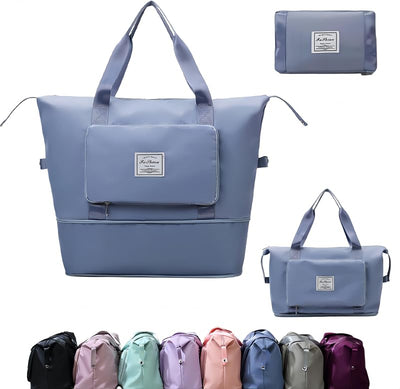 Bolsa viaje plegable gran capacidad expandible seca húmeda azul