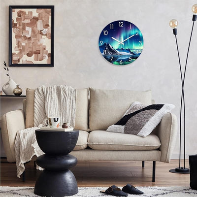 Reloj pared cristal verde azulado 12pulg silencioso sin tictac