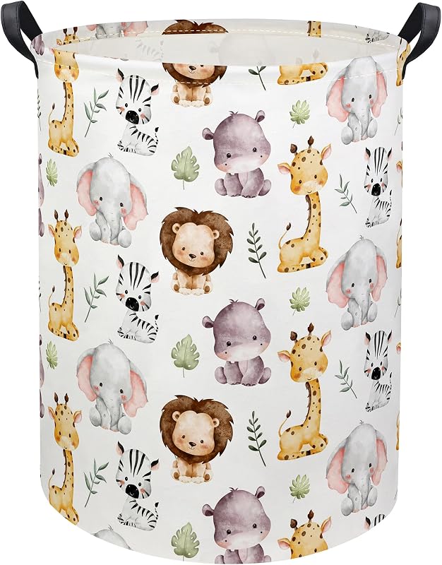 Cesta de lavandería para bebé con animales decorativa