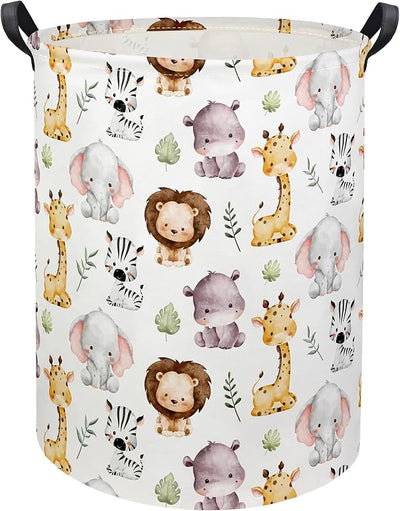 Cesta de lavandería para bebé con animales decorativa