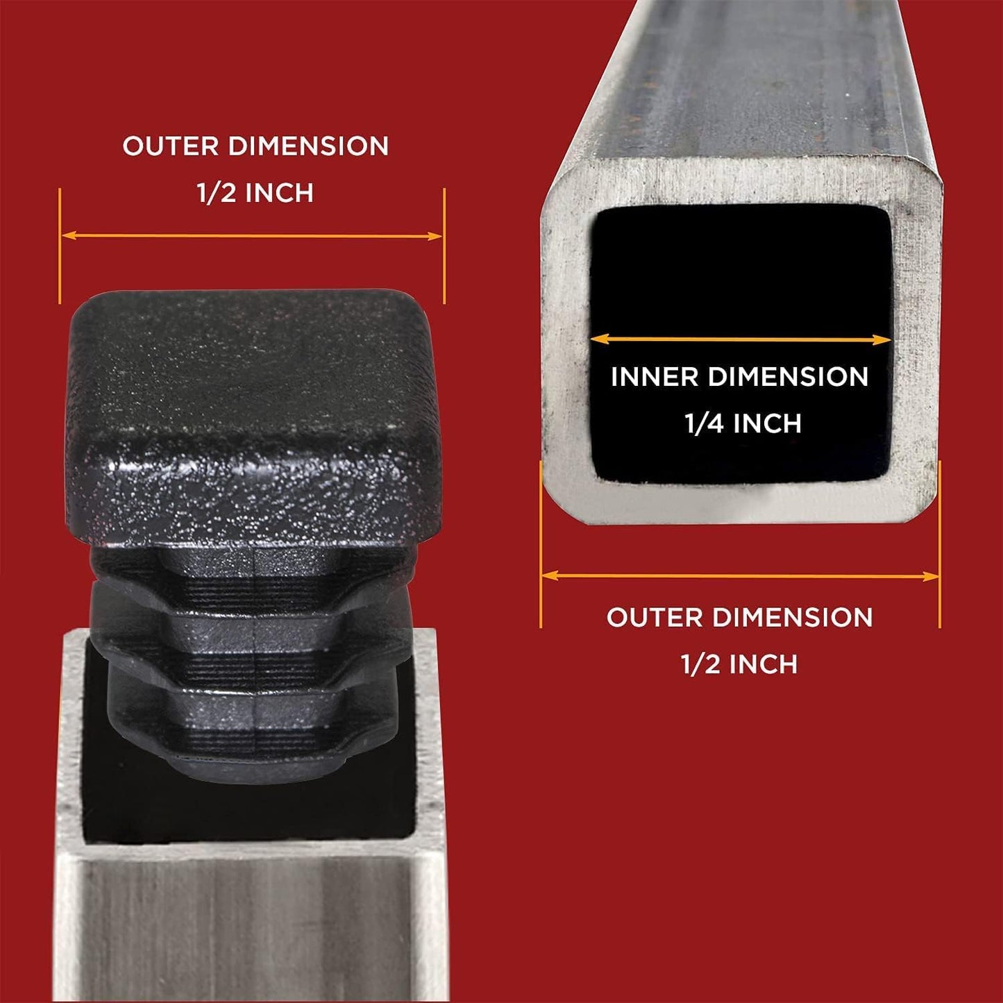 Tapones plástico acanalado cuadrado para patas muebles