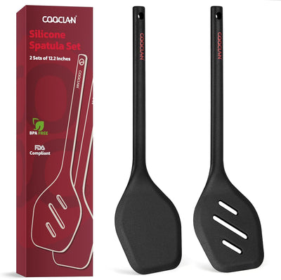 2 Pzas Espátula Silicona Negro Antiadherente Calor Resistente