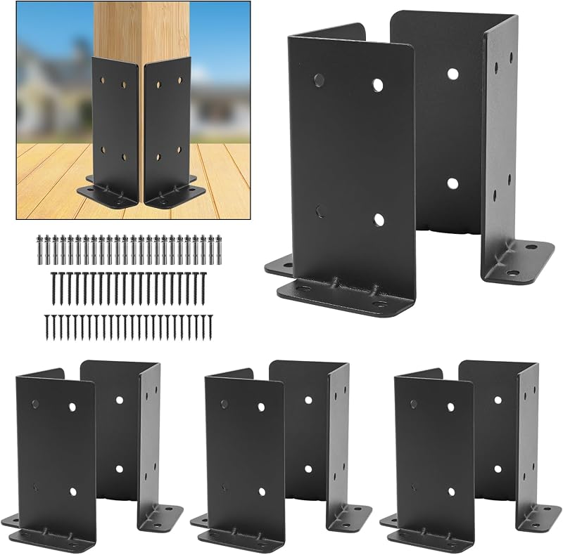 Base anclaje poste 4x4 set 4 soportes ajustables