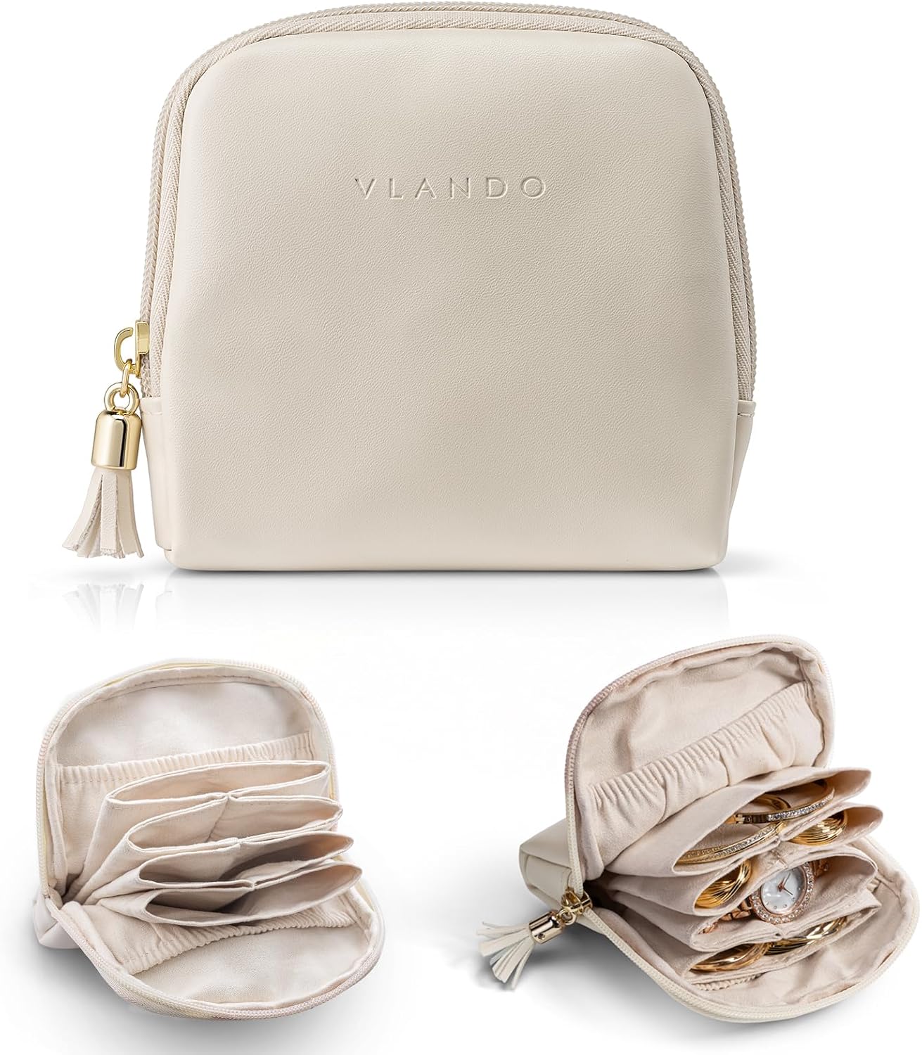 Bolsa organizadora joyas terciopelo con cremallera color