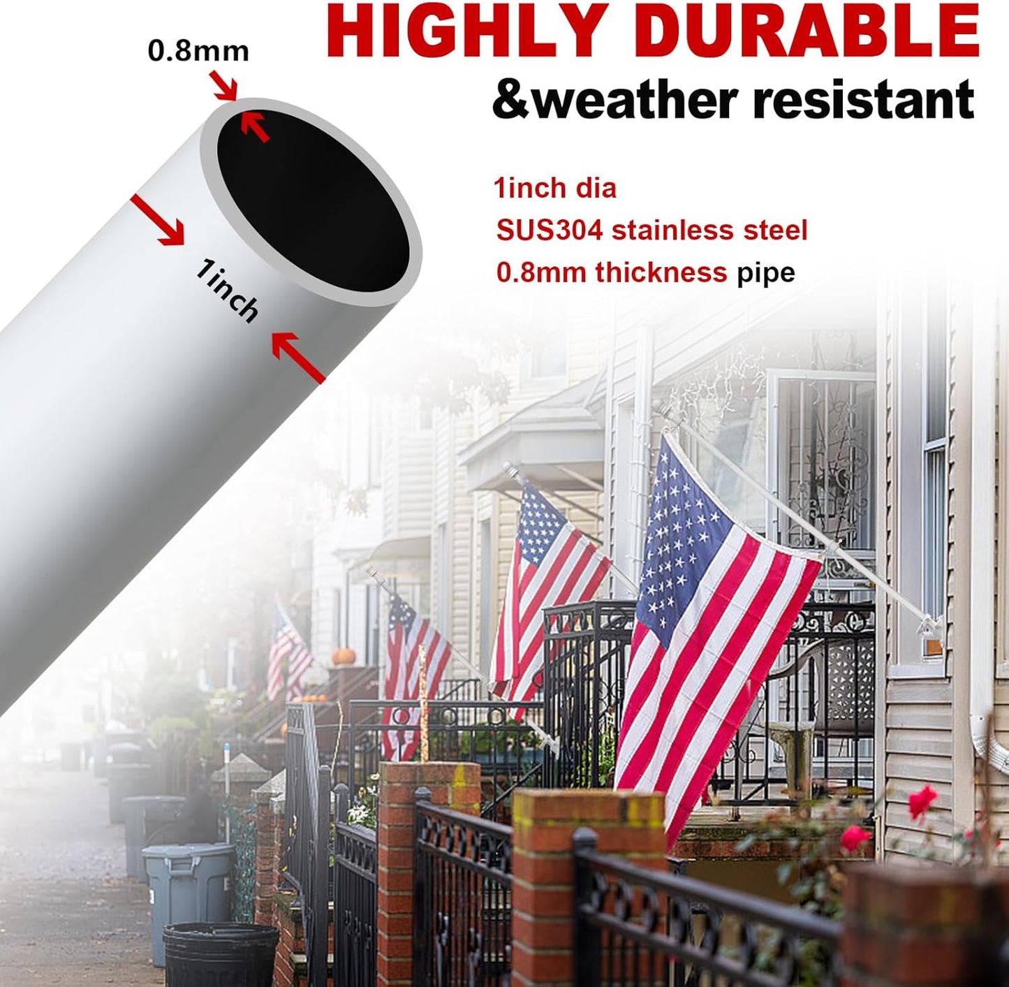 Soporte poste bandera exterior 6ft para 3x5 y 4x6"