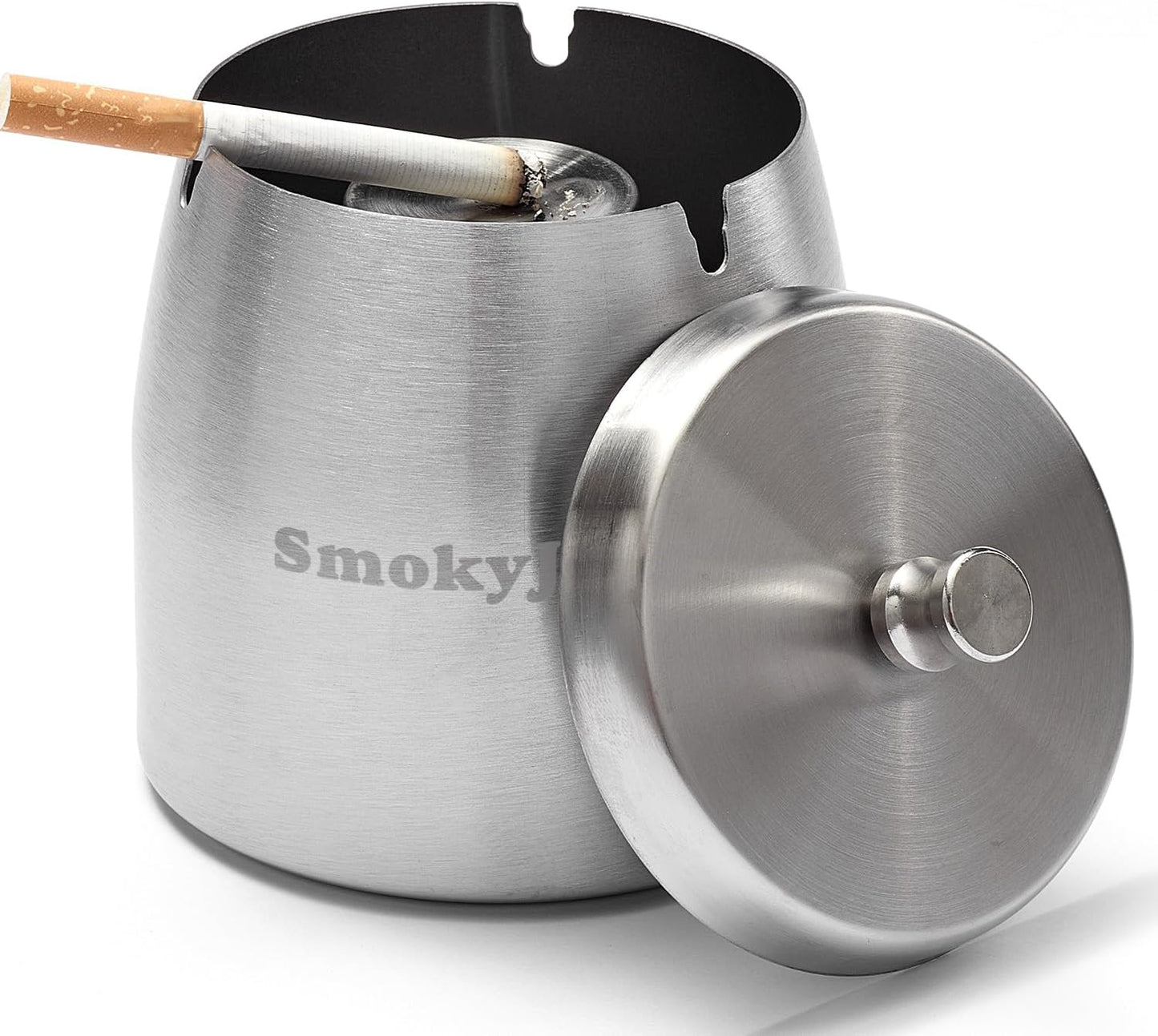 Cenicero acero inox con tapa para exteriores y hogar