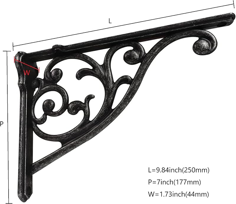 Soportes pared vintage hierro negro 10" set 4