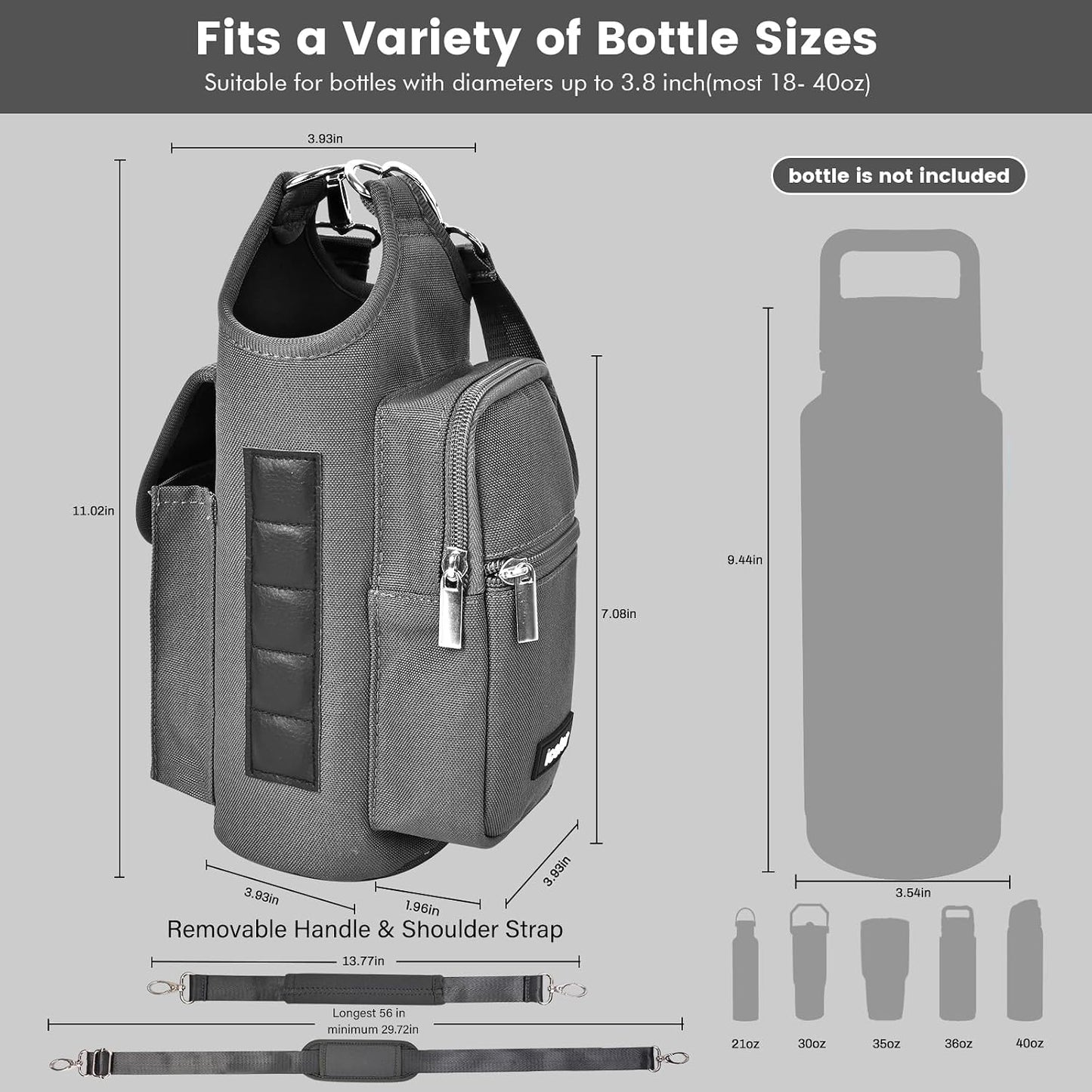 Bolsa gimnasio magnética con soporte botella y bolsillos
