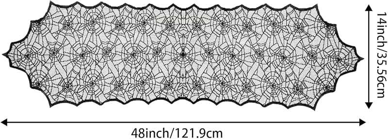 Camino mesa Halloween encaje negro 14x48pulg