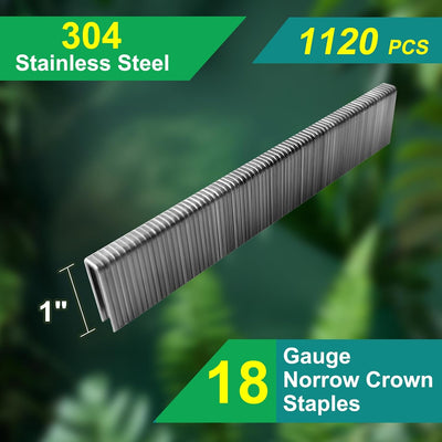 Grapas Norrow 18 GA acero inox 304 para grapadora 1-1120 pzas