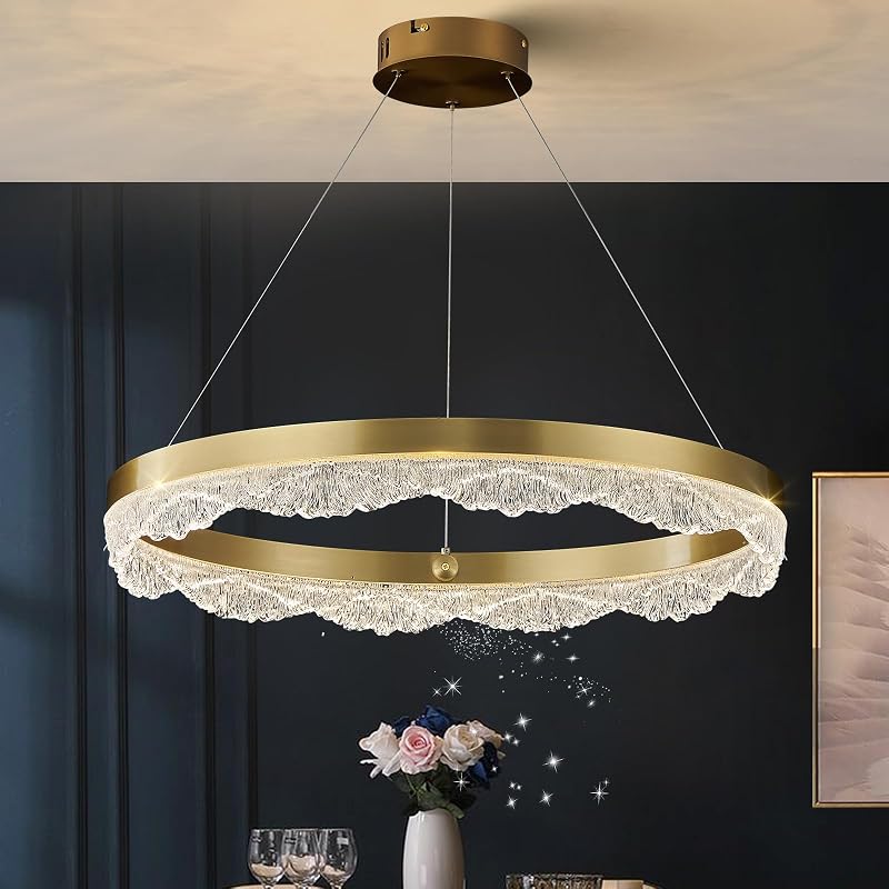Candelabro LED anillo dorado 24" regulable