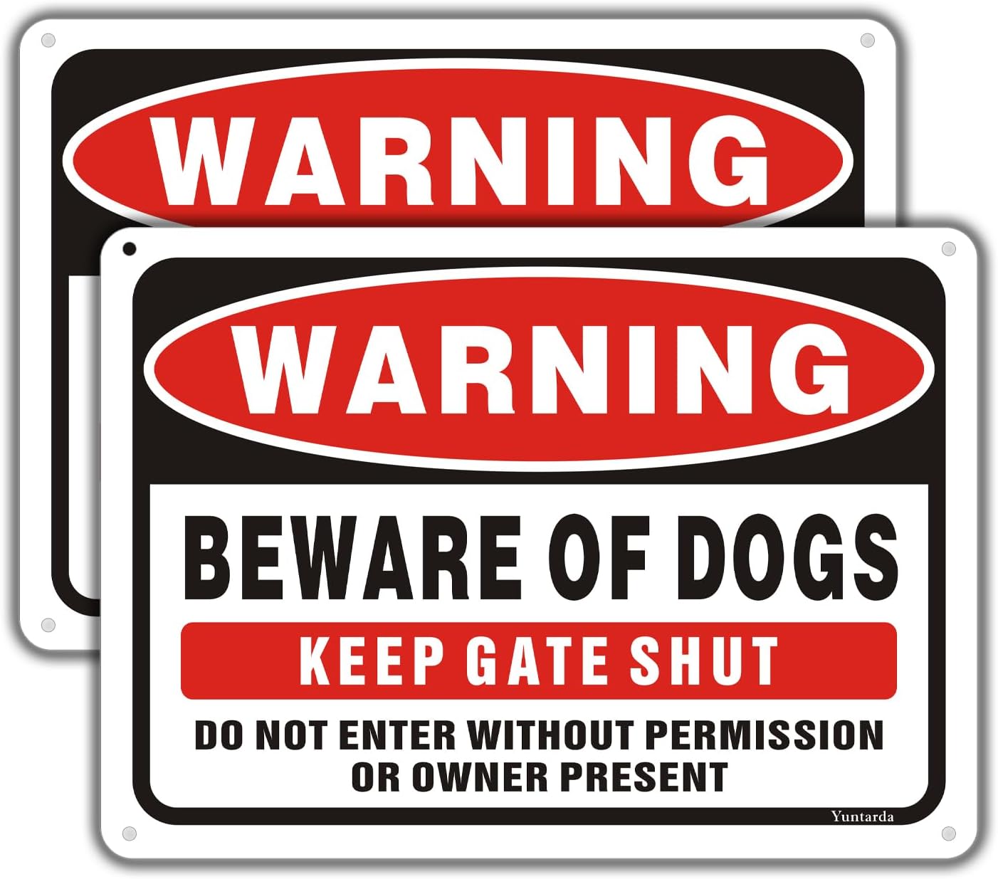 2 Letreros Metal Reflectante Beware of Dog No Entrar 10x7"