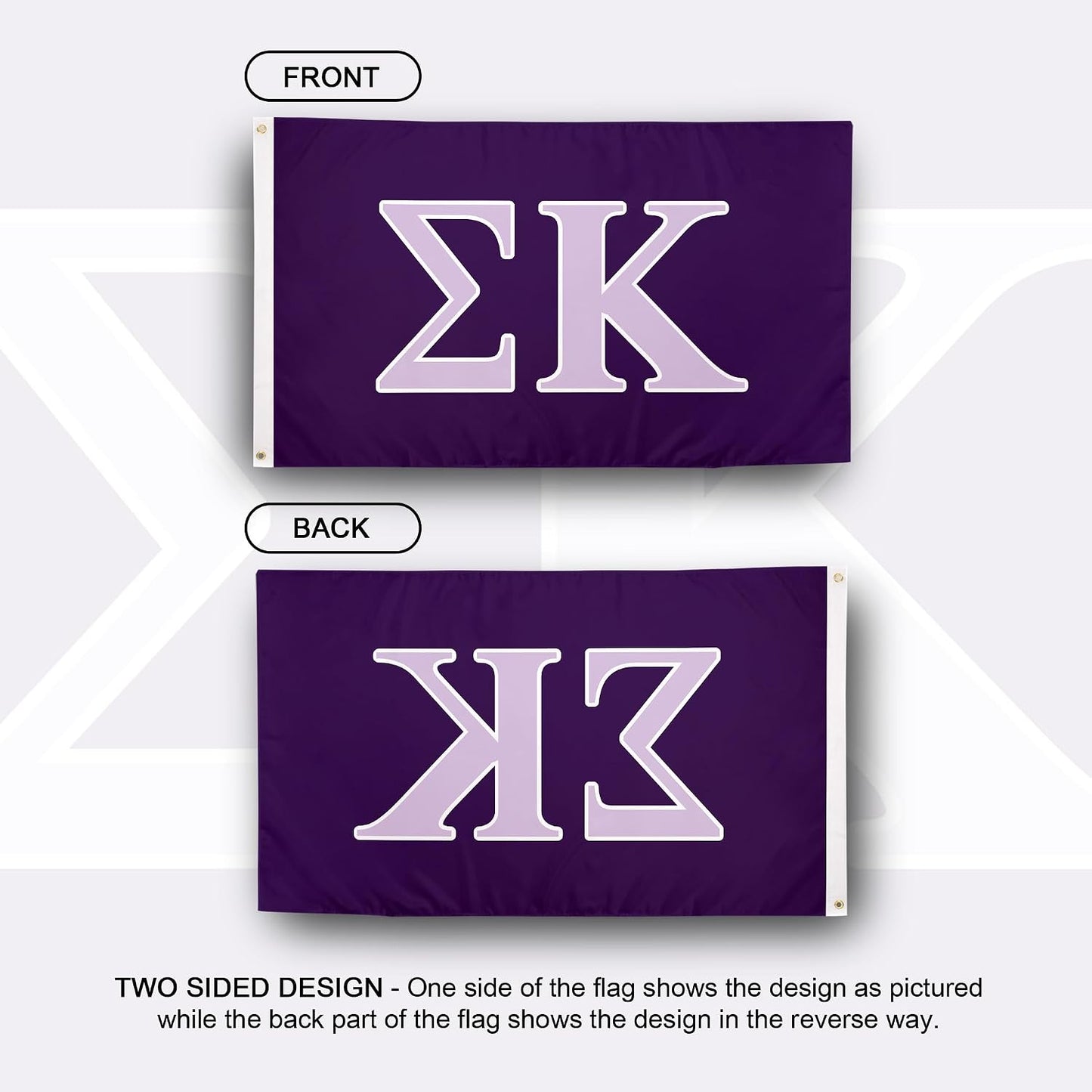 Bandera morada Sigma Kappa 3x5ft letrero decorativo