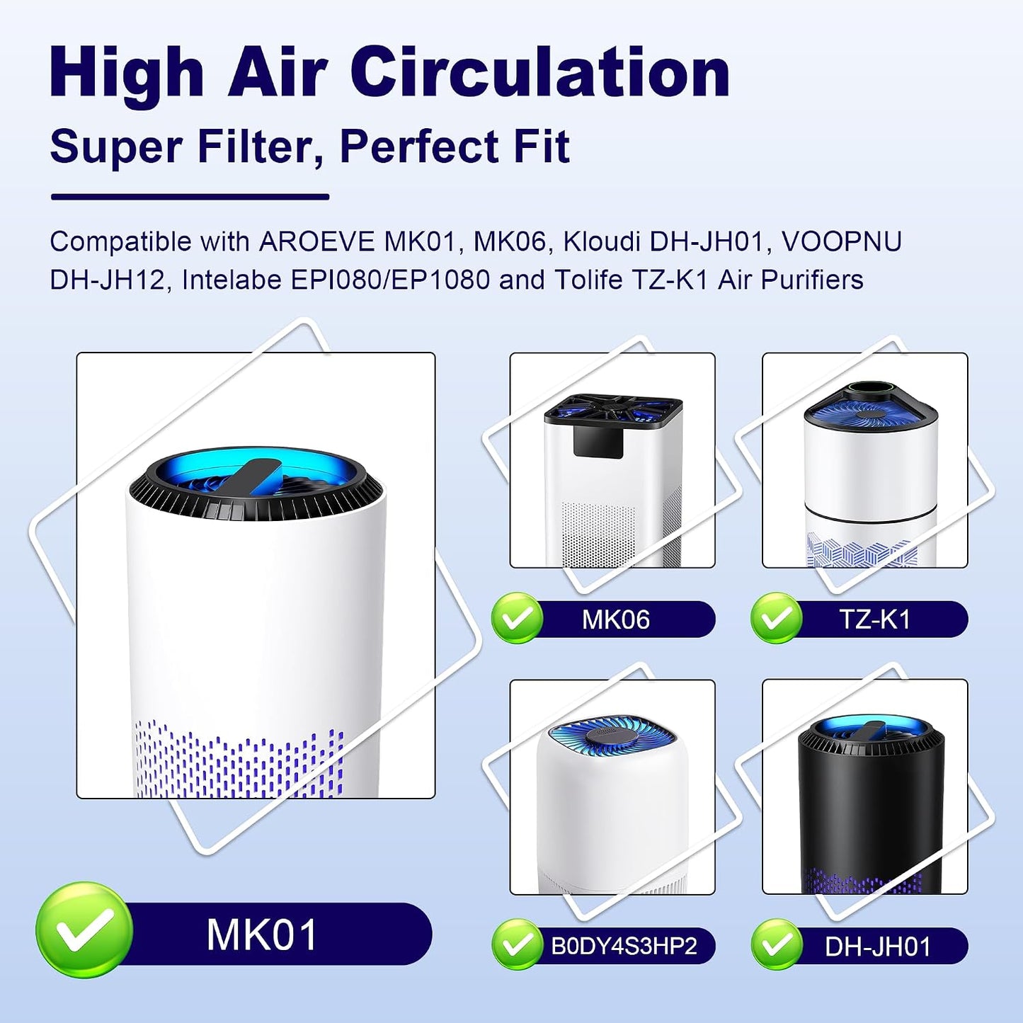 Filtro HEPA purificador aire pack 4 gris