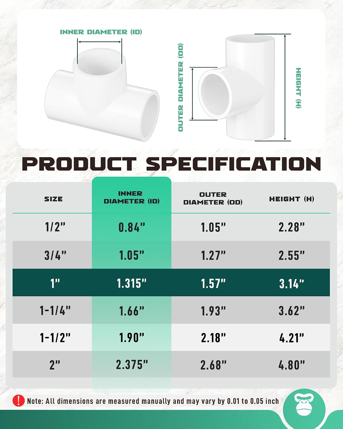 Pack 10 accesorios PVC 1pulg SCH40 enchufe T blanco