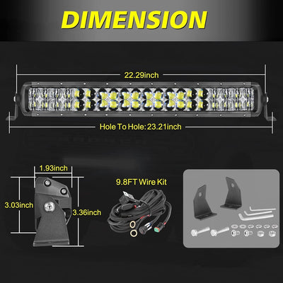 Barra Luz LED 20" 200W Doble Fila Spot Flood Offroad