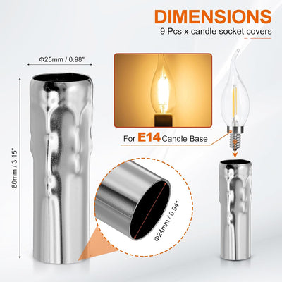 Fundas velas E14 metal 3.15pulg para candelabros