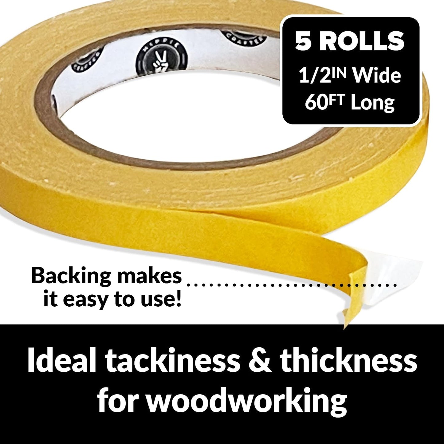 Pack 5 cintas doble cara 1/2pulg carpintería CNC 60ft cada una
