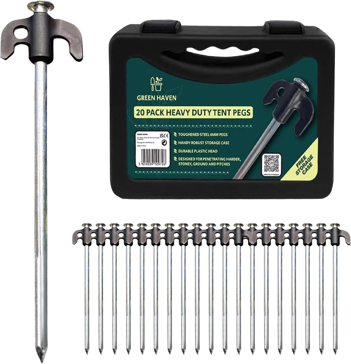 Set 20 clavijas acero inox para tienda campaña y toldo