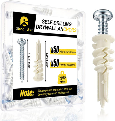 Set 100 anclajes autoperforantes para yeso 75lb sin agujeros