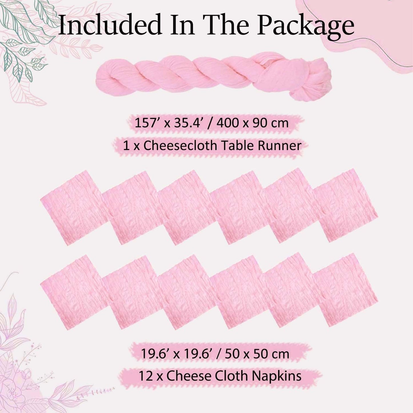 Mesa Camino Estopilla Rosa 13ft con 12 Servilletas