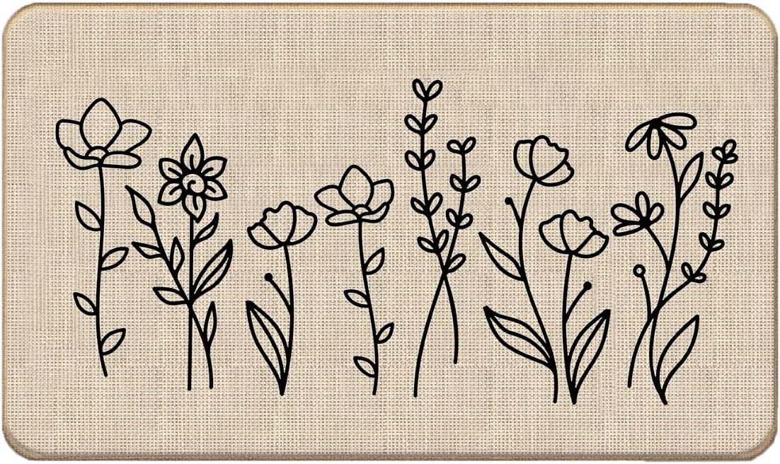 Tapete rústico flores 17x30" decorativo hogar patio