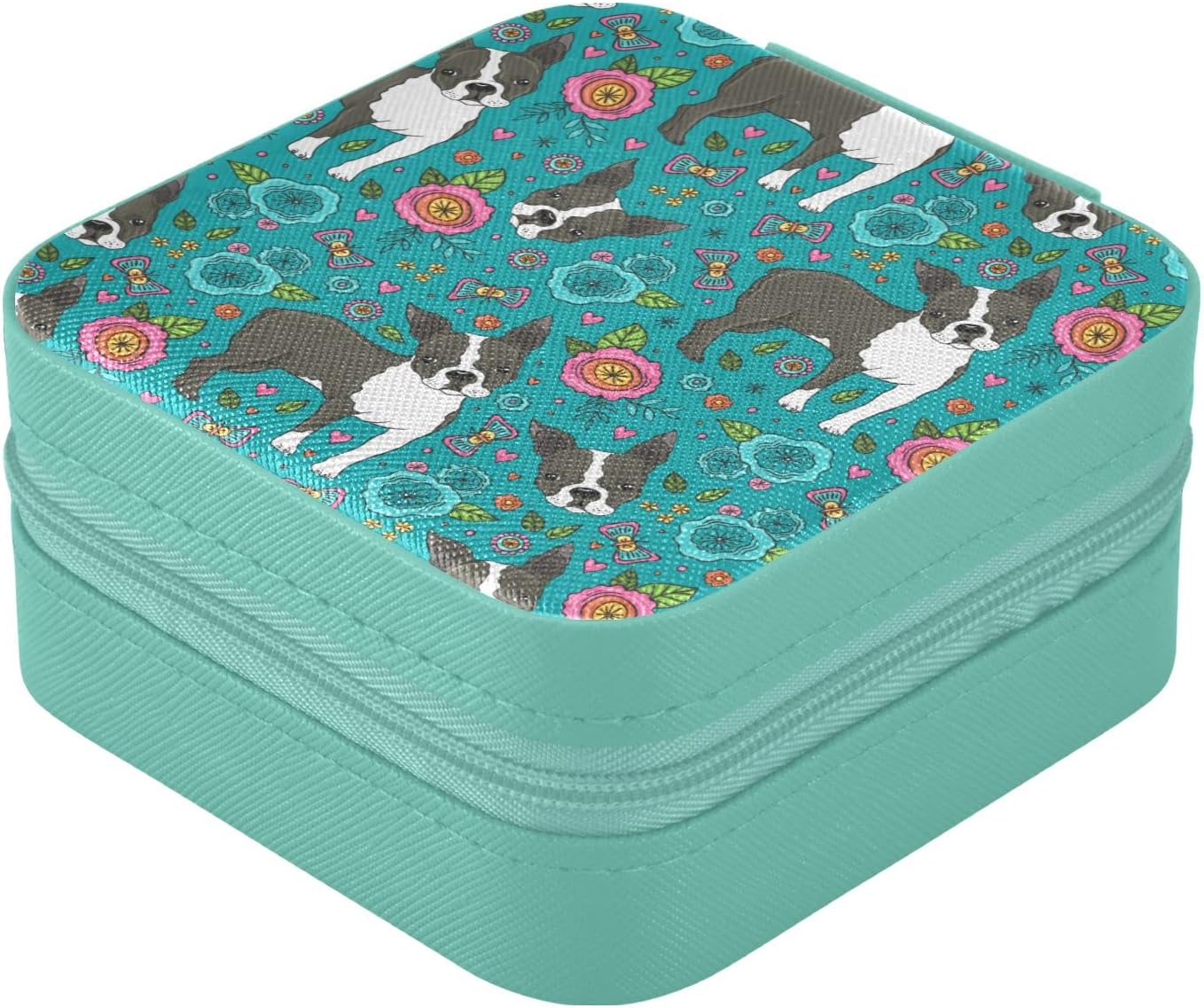 Joyero viaje cuero mini con diseño flores para mujeres