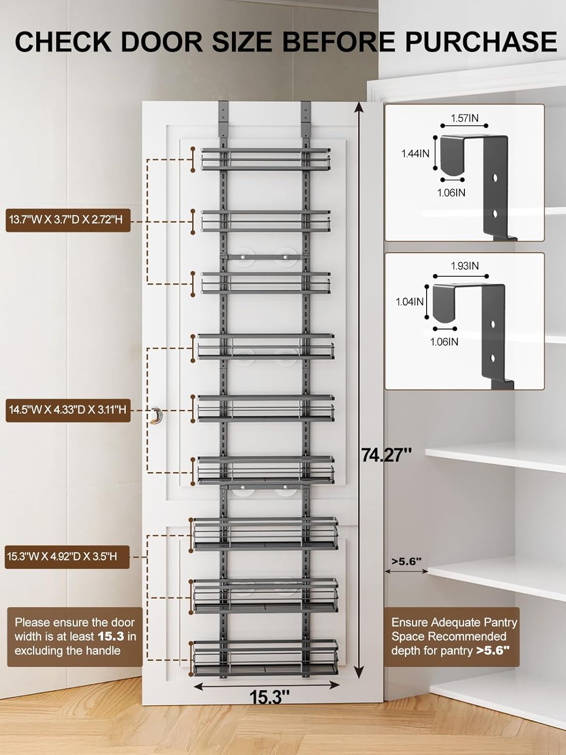 Organiz. puerta 9 niveles para despensa y especias