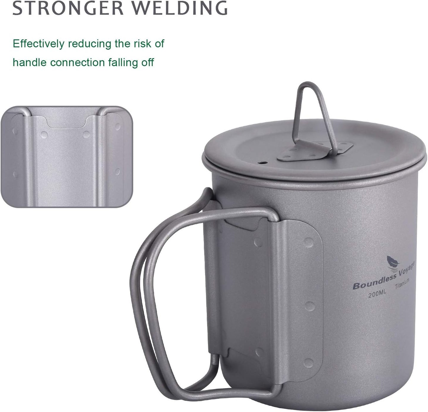 Taza titanio portátil para acampar picnic con tapa