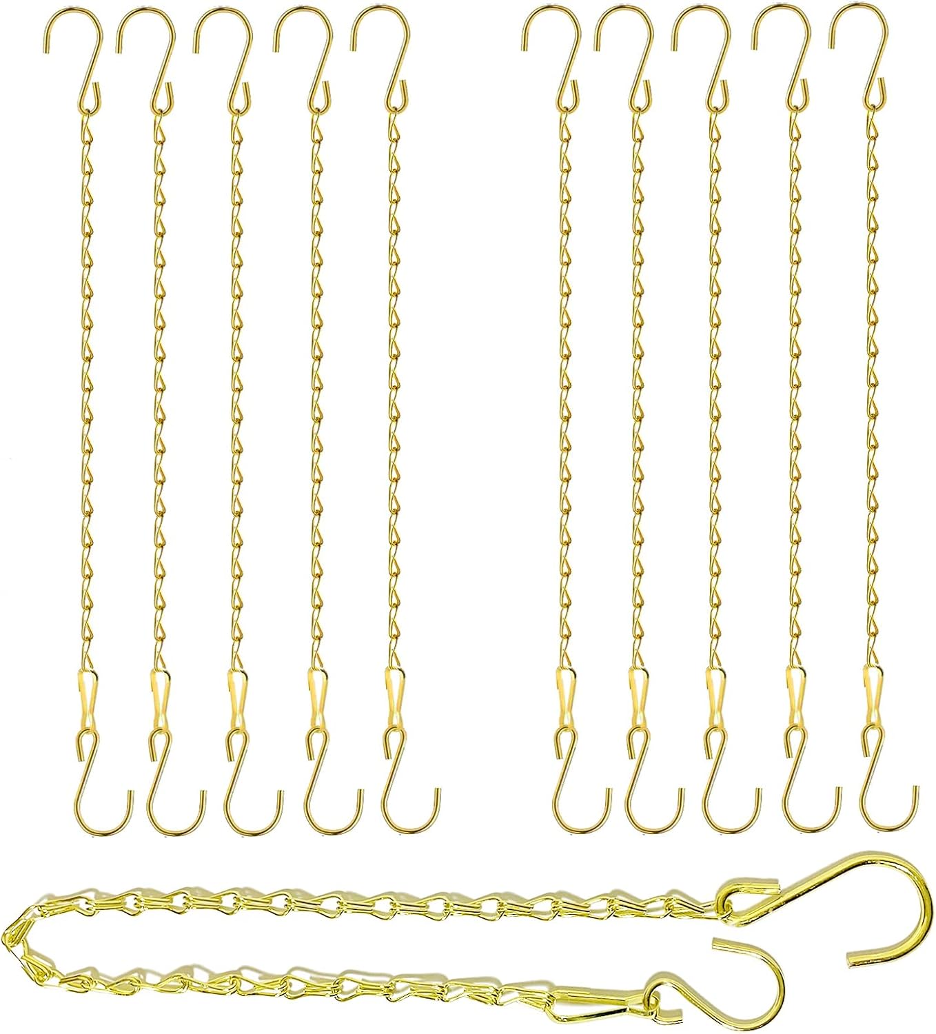 Cadena dorada 20" para cestas colgantes con ganchos