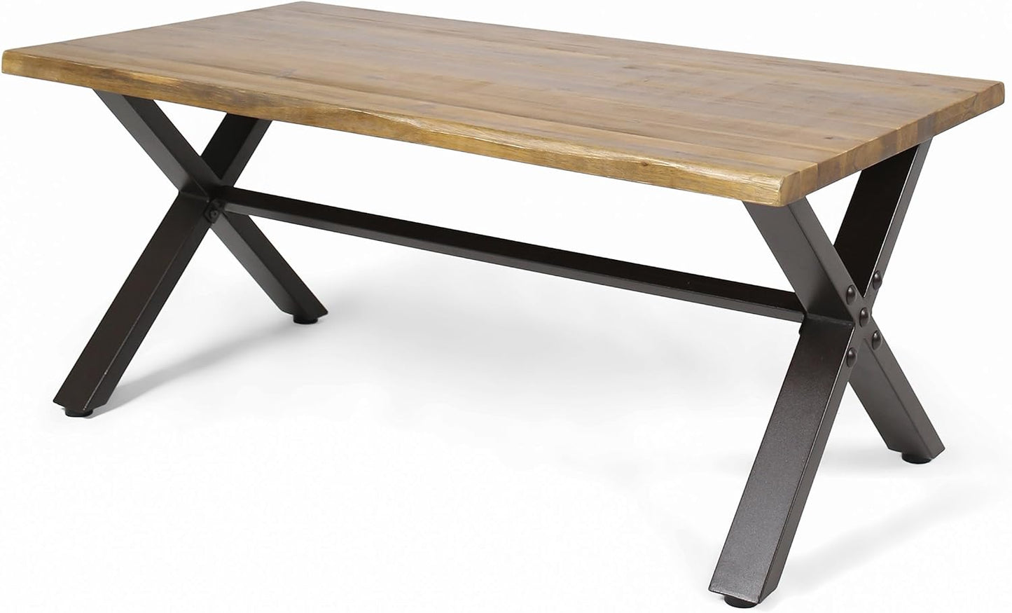 Mesa centro madera acacia acabado teca/metal rústico